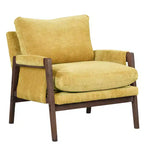 Fauteuil d'appoint moderne en velours, fauteuil rembourré de style Mid-Century avec pieds en bois d'hévéa pour salon, salle de lecture, chambre à coucher