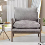Fauteuil d'appoint moderne en velours, fauteuil rembourré de style Mid-Century avec pieds en bois d'hévéa pour salon, salle de lecture, chambre à coucher