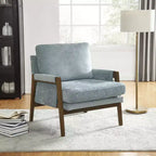 Fauteuil d'appoint moderne en velours, fauteuil rembourré de style Mid-Century avec pieds en bois d'hévéa pour salon, salle de lecture, chambre à coucher