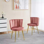 Okak Modern Accent Chair, with Iron Tube Golden Color Legs, Velvet and Comfortable Backrest, Set of 2