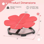 Chaise pivotante sensorielle pour enfants avec base métallique antidérapante, intérieur/extérieur, pétales bleus/rouges