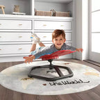 Chaise pivotante sensorielle pour enfants avec base métallique antidérapante, intérieur/extérieur, pétales bleus/rouges