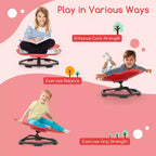 Chaise pivotante sensorielle pour enfants avec base métallique antidérapante, intérieur/extérieur, pétales bleus/rouges