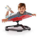 Chaise pivotante sensorielle pour enfants avec base métallique antidérapante, intérieur/extérieur, pétales bleus/rouges