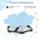 Chaise pivotante sensorielle pour enfants avec base métallique antidérapante, intérieur/extérieur, pétales bleus/rouges