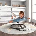 Chaise pivotante sensorielle pour enfants avec base métallique antidérapante, intérieur/extérieur, pétales bleus/rouges