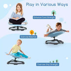 Chaise pivotante sensorielle pour enfants avec base métallique antidérapante, intérieur/extérieur, pétales bleus/rouges