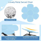Chaise pivotante sensorielle pour enfants avec base métallique antidérapante, intérieur/extérieur, pétales bleus/rouges