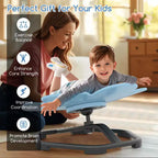 Chaise pivotante sensorielle pour enfants avec base métallique antidérapante, intérieur/extérieur, pétales bleus/rouges