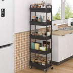 Chariot roulant à 5 niveaux avec tiroir, organiseur mobile peu encombrant pour cuisine - Capacité de 150 kg