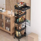 Chariot roulant à 5 niveaux avec tiroir, organiseur mobile peu encombrant pour cuisine - Capacité de 150 kg