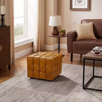 Pouffe polyvalent en cuir véritable