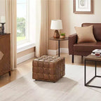 Pouffe polyvalent en cuir véritable