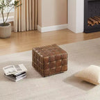 Pouffe polyvalent en cuir véritable