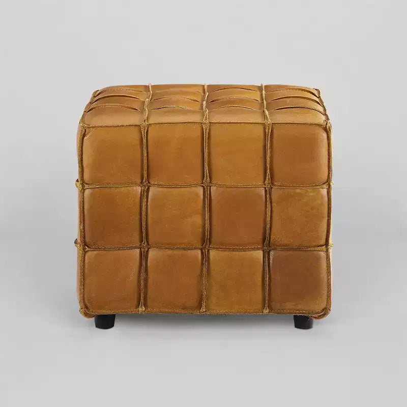 Pouffe polyvalent en cuir véritable