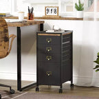 Retro - colored MDF Iron Under - Table Cabinet with Cloth Drawers, Lockable Wheels, Anti - Drop Buckle, A4 Document Storage
