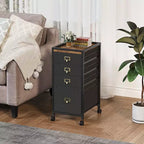 Meuble de rangement sous table en MDF avec tiroirs en tissu, roulettes verrouillables et rangement pour documents A4