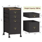 Meuble de rangement sous table en MDF avec tiroirs en tissu, roulettes verrouillables et rangement pour documents A4