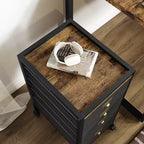 Meuble de rangement sous table en MDF avec tiroirs en tissu, roulettes verrouillables et rangement pour documents A4