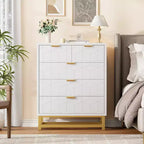 Commode de chambre à tiroirs avec pieds en métal, organisateur de commode en bois avec grand espace de rangement, commode moderne pour chambre à coucher, salon, couloir