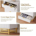 Commode de chambre à tiroirs avec pieds en métal, organisateur de commode en bois avec grand espace de rangement, commode moderne pour chambre à coucher, salon, couloir