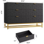 Commode de chambre à tiroirs avec pieds en métal, organisateur de commode en bois avec grand espace de rangement, commode moderne pour chambre à coucher, salon, couloir