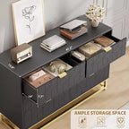 Commode de chambre à tiroirs avec pieds en métal, organisateur de commode en bois avec grand espace de rangement, commode moderne pour chambre à coucher, salon, couloir
