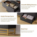 Commode de chambre à tiroirs avec pieds en métal, organisateur de commode en bois avec grand espace de rangement, commode moderne pour chambre à coucher, salon, couloir