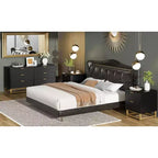 Commode de chambre à tiroirs avec pieds en métal, organisateur de commode en bois avec grand espace de rangement, commode moderne pour chambre à coucher, salon, couloir