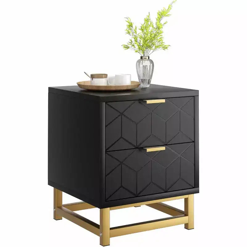 Commode de chambre à tiroirs avec pieds en métal, organisateur de commode en bois avec grand espace de rangement, commode moderne pour chambre à coucher, salon, couloir