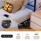 Cadre de lit flottant avec tête de lit de rangement LED, station de charge, aucun sommier tapissier requis