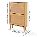Meuble à chaussures avec 2 tiroirs basculants, meuble de rangement pour chaussures d'entrée, organiseur de rangement pour chaussures autoportant avec portes en rotin, marron