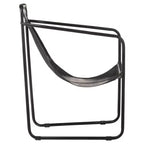 Fauteuil d'appoint avec cadre en fer pour salon, en cuir véritable - Noir