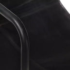 Fauteuil d'appoint avec cadre en fer pour salon, en cuir véritable - Noir