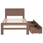 Lit plateforme moderne double avec 2 tiroirs de rangement, cadre de lit plateforme robuste en bois, silencieux, pas besoin de sommier.