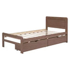 Lit plateforme moderne double avec 2 tiroirs de rangement, cadre de lit plateforme robuste en bois, silencieux, pas besoin de sommier.