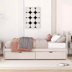Lit plateforme moderne double avec 2 tiroirs de rangement, cadre de lit plateforme robuste en bois, silencieux, pas besoin de sommier.
