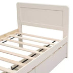 Lit plateforme moderne double avec 2 tiroirs de rangement, cadre de lit plateforme robuste en bois, silencieux, pas besoin de sommier.
