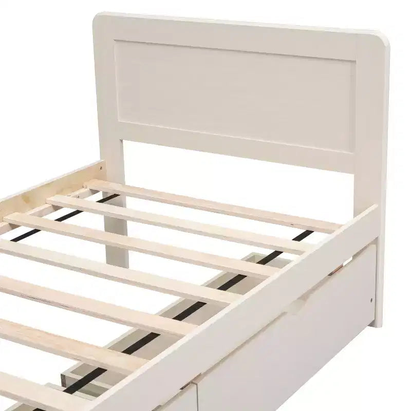 Lit plateforme moderne double avec 2 tiroirs de rangement, cadre de lit plateforme robuste en bois, silencieux, pas besoin de sommier.