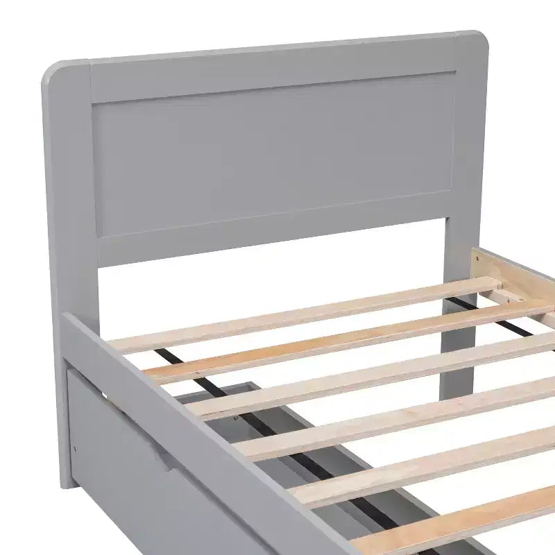 Lit plateforme moderne double avec 2 tiroirs de rangement, cadre de lit plateforme robuste en bois, silencieux, pas besoin de sommier.
