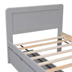 Lit plateforme moderne double avec 2 tiroirs de rangement, cadre de lit plateforme robuste en bois, silencieux, pas besoin de sommier.