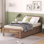 Lit plateforme moderne double avec 2 tiroirs de rangement, cadre de lit plateforme robuste en bois, silencieux, pas besoin de sommier.