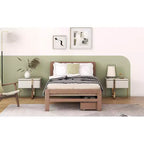 Lit plateforme moderne double avec 2 tiroirs de rangement, cadre de lit plateforme robuste en bois, silencieux, pas besoin de sommier.