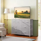 DEXYLLO 8-Drawer Dresser for Bedroom, Fabric Storage Dresser, Wide Chest of Drawers for Living Room, Closet, Entryway,Light Grey