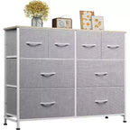 Commode à 8 tiroirs pour chambre à coucher, commode de rangement en tissu, commode large pour salon, placard, entrée, gris clair