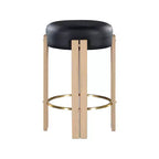 Tabouret de comptoir en cuir végétalien noir