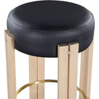 Tabouret de comptoir en cuir végétalien noir