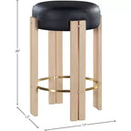 Tabouret de comptoir en cuir végétalien noir