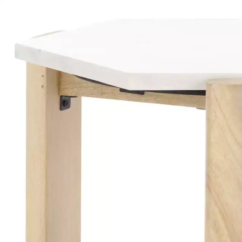 Table d'appoint en marbre - ACC3733A - Blanc/Naturel - Safavieh