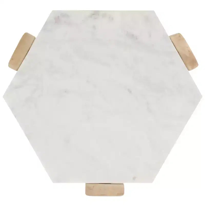 Table d'appoint en marbre - ACC3733A - Blanc/Naturel - Safavieh